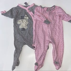 Girls 4 PC Sleeper Lot 3-6M Gerber First Moments